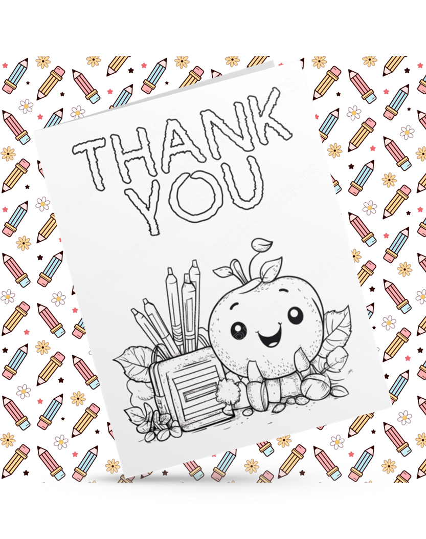 Colour Your Own Thank You Card for Teachers, Teaching Assistants, ect