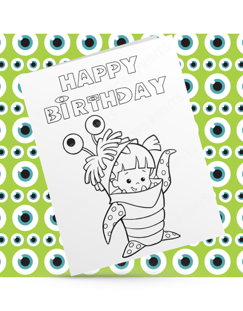 Monsters Inc Colour Your Own Birthday Card