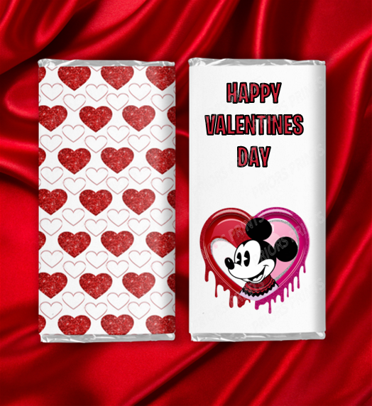 Mickey Mouse Valentines Chocolate Bar Wrappers