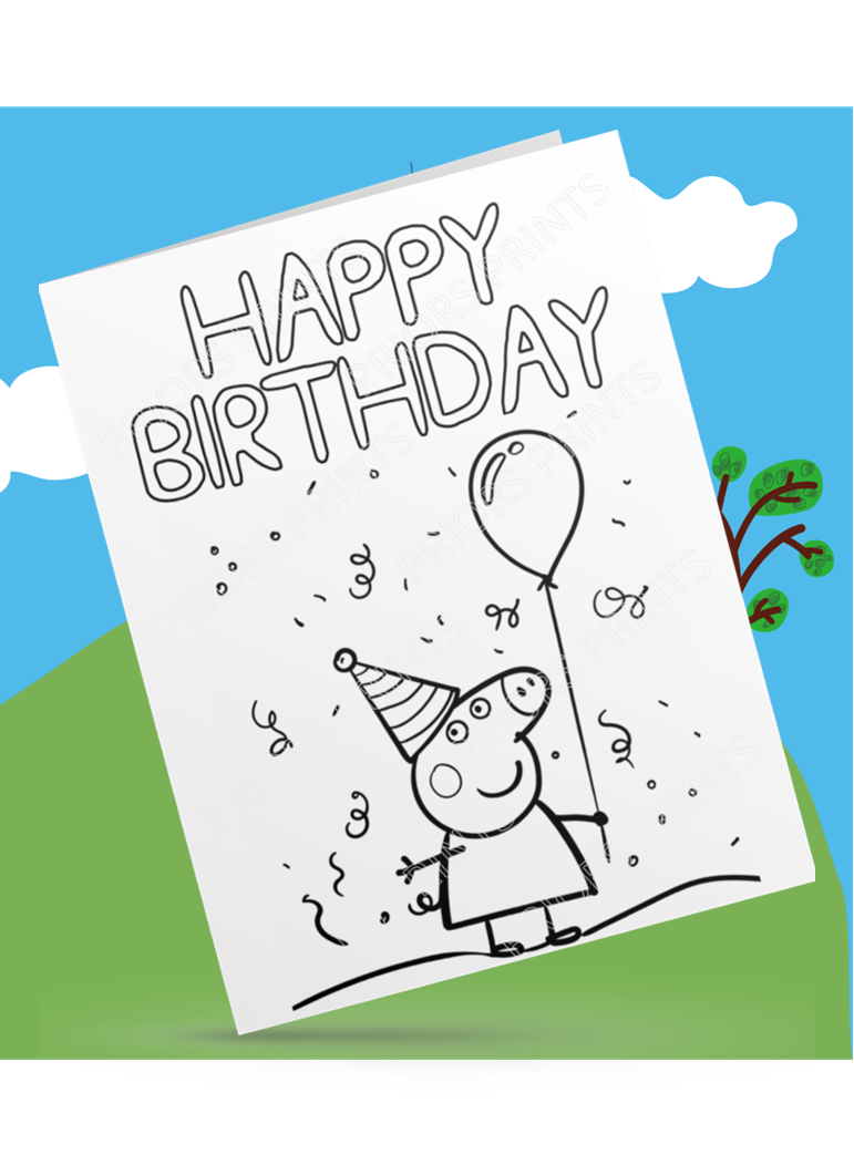 Peppa Pig- Colour Your Own Birthday Card