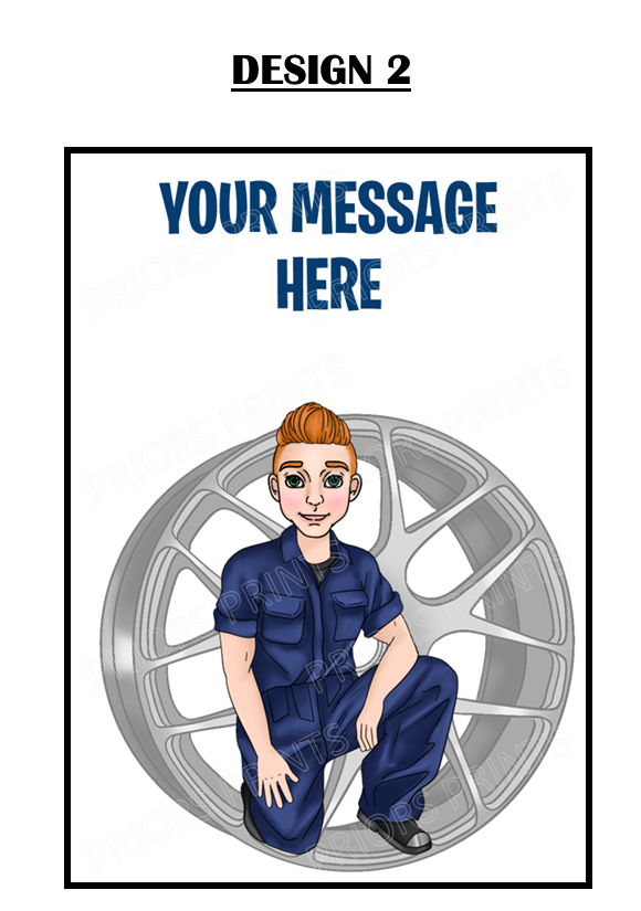 Male Alloy Wheel Technician Personalised Card For Any Occasion