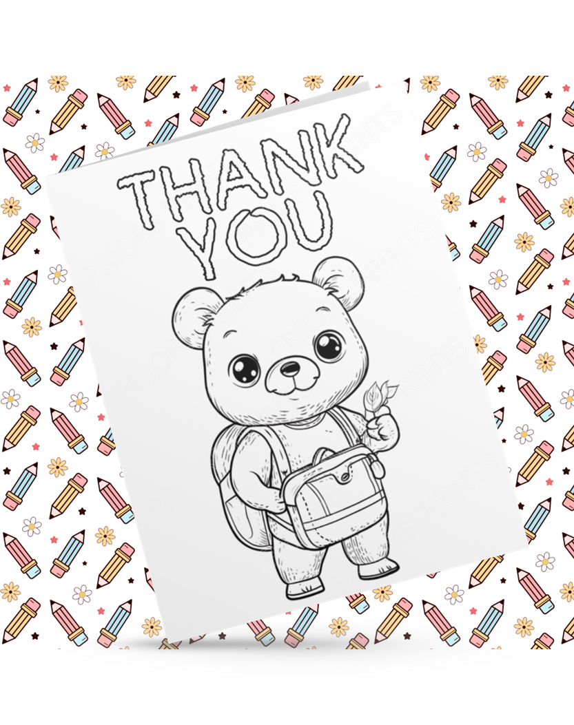 Colour Your Own Thank You Card for Teachers, Teaching Assistants, ect