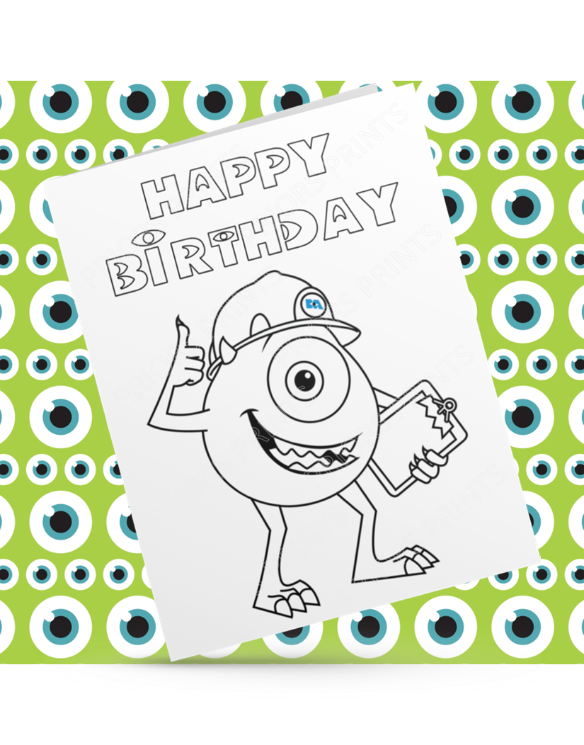 Monsters Inc Colour Your Own Birthday Card