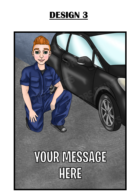 Male Alloy Wheel Technician Personalised Card For Any Occasion