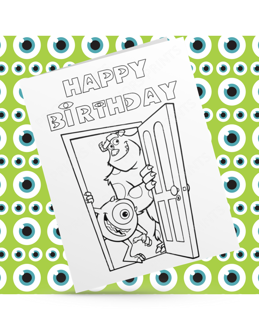 Monsters Inc Colour Your Own Birthday Card