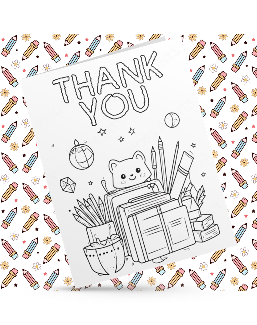 Colour Your Own Thank You Card for Teachers, Teaching Assistants, ect