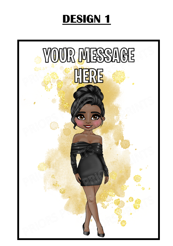 Black Dress & Stiletto Female Personalised Card For Any Occasion