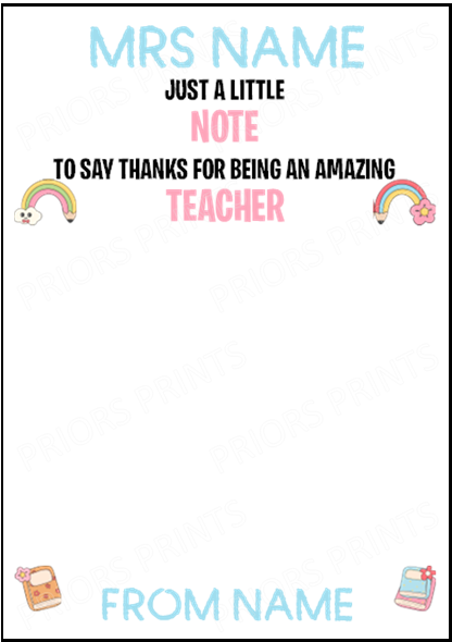 Personalised Thank You Teacher Post-it Note Gift, Teaching Assistant, Head Teacher, Key Worker, Preschool, End Of Term Gift Present