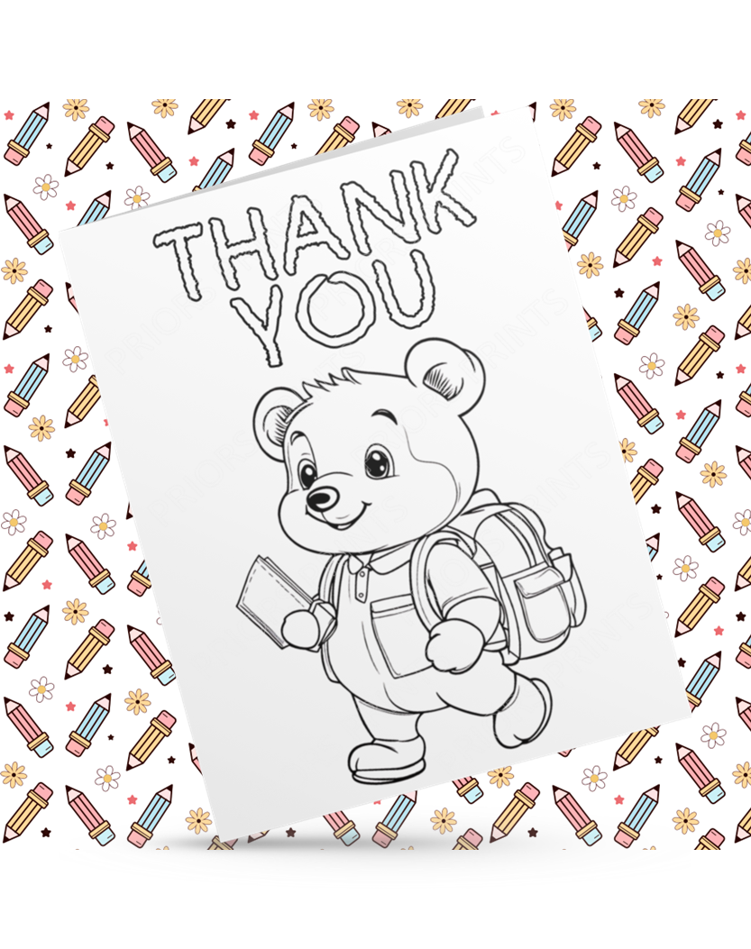 Colour Your Own Thank You Card for Teachers, Teaching Assistants, ect