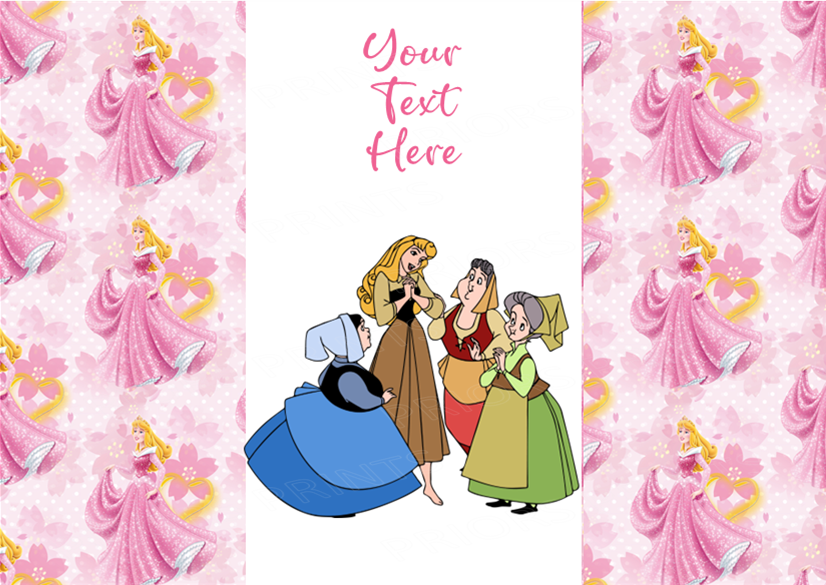 Sleeping Beauty Chocolate Bar Wrappers- To add own Text