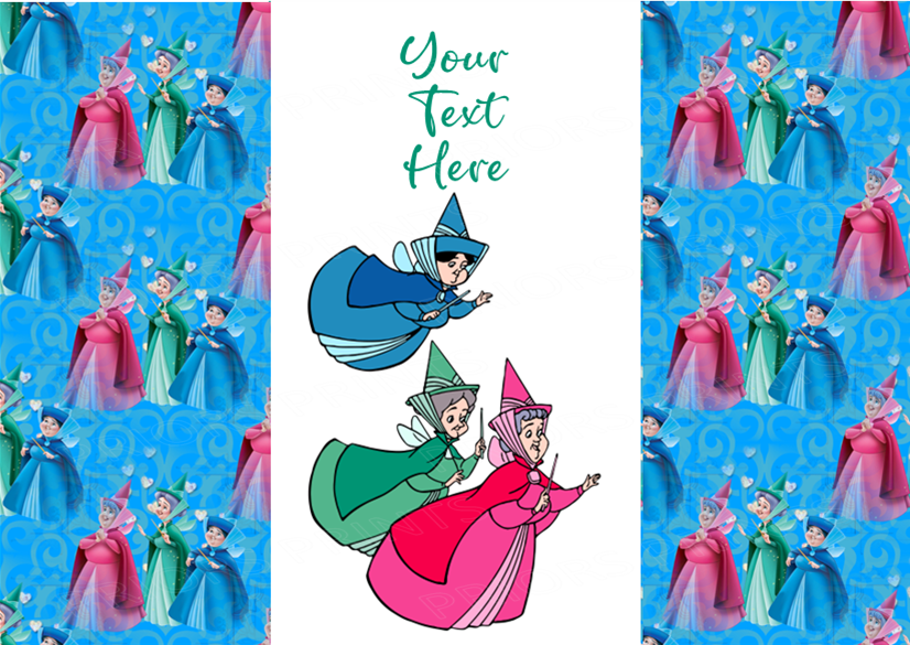 Sleeping Beauty Chocolate Bar Wrappers- To add own Text