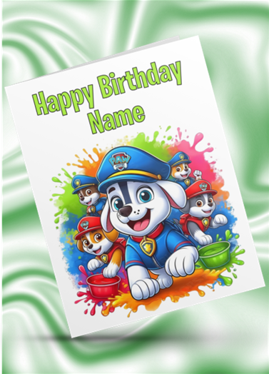 Colour Splash Paw Patrol Personalised Birthday Card