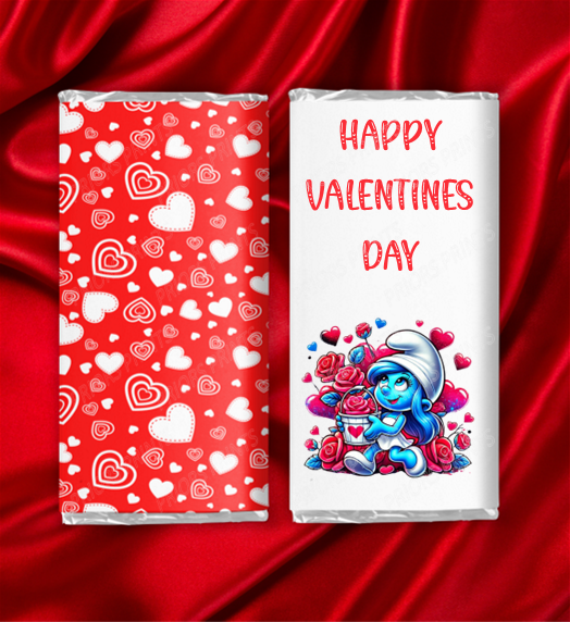 Smurf Valentines Chocolate Bar Wrapper
