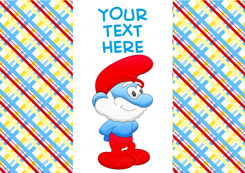Smurfs Chocolate Bar Wrappers- To add own Text