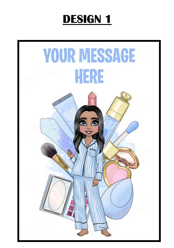 Make Up Female in Blue Personalised Card For Any Occasion