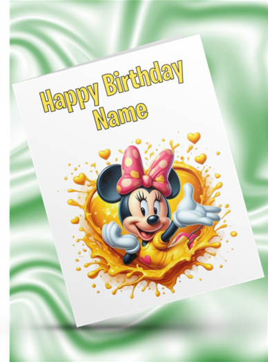Mickey & Minnie Mouse Colour Splash Personalised Birthday Card
