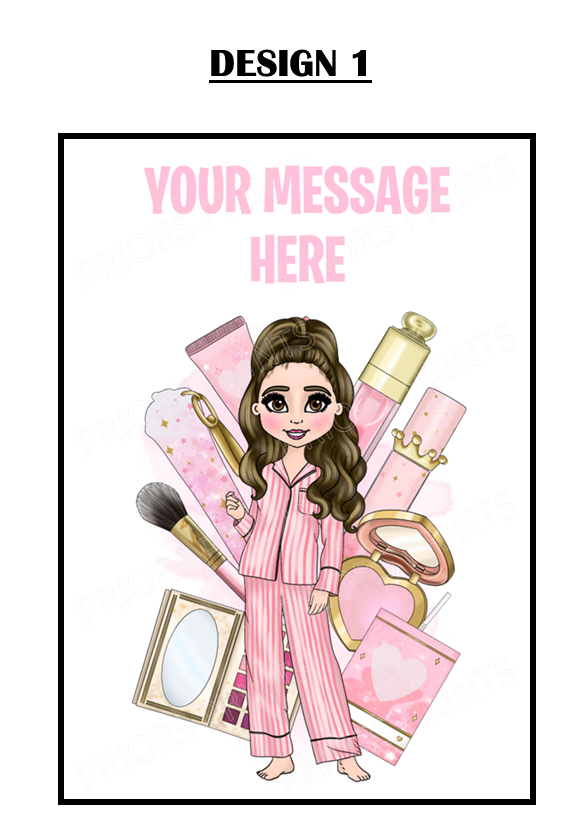 Make Up Female in Pink Personalised Card For Any Occasion