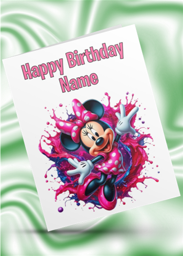 Mickey & Minnie Mouse Colour Splash Personalised Birthday Card