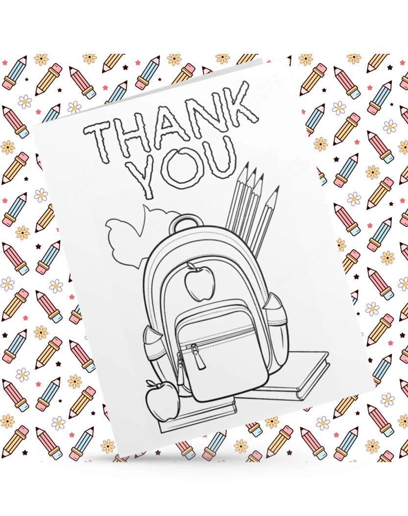 Colour Your Own Thank You Card for Teachers, Teaching Assistants, ect
