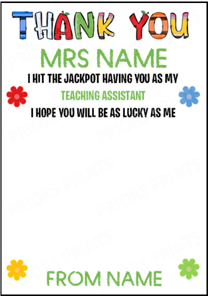 Personalised Thank You Teacher Scratch Card Holder, For Teaching Assistant, Head Teacher, Key Worker, Preschool, End Of Term Gift Present,