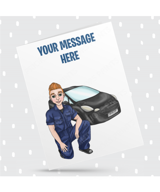 Male Alloy Wheel Technician Personalised Card For Any Occasion
