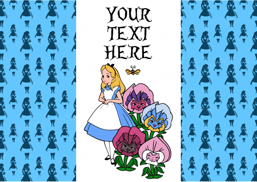 Alice in Wonderland Chocolate Bar Wrappers- To add own Text