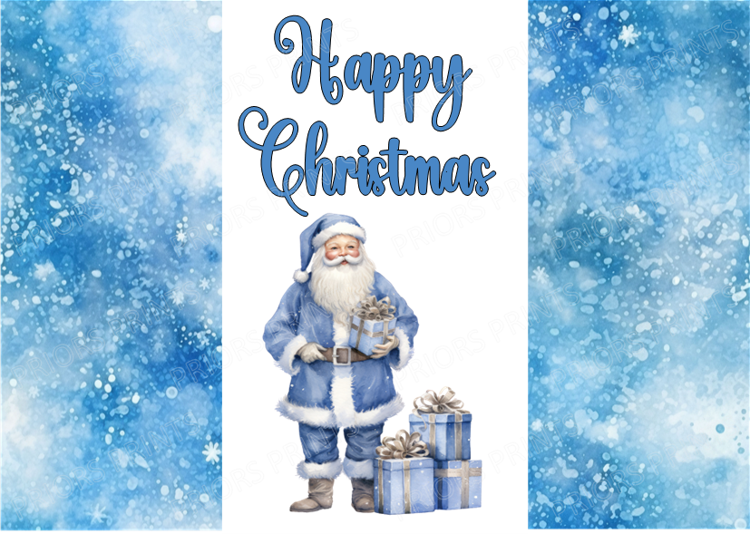 Blue Santa Christmas Chocolate Bar Wrapper- Matches Santa Letter, Certificates & Scratch Cards