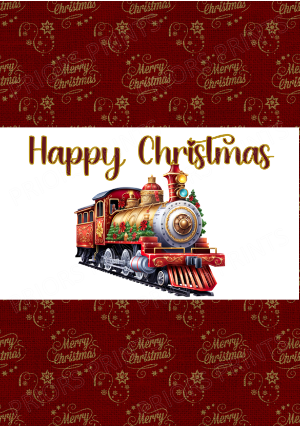 Vintage Christmas Train Chocolate Bar Wrapper