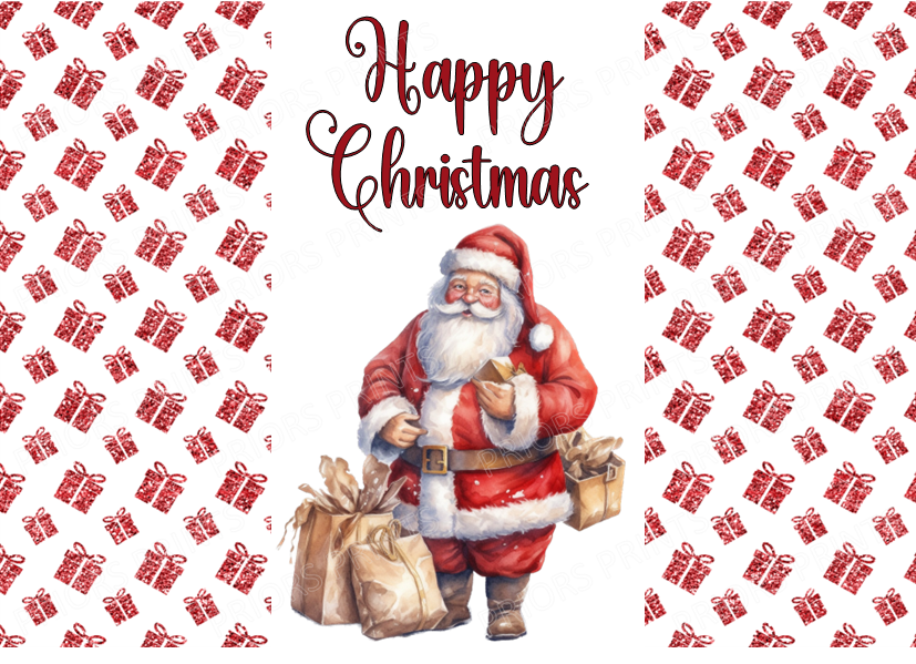 Red Santa Christmas Chocolate Bar Wrapper- Matches Santa Letter, Certificates & Scratch Cards