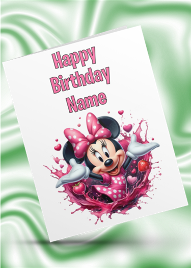Mickey & Minnie Mouse Colour Splash Personalised Birthday Card