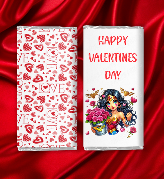 Wonder Woman Valentines Chocolate Bar Wrapper