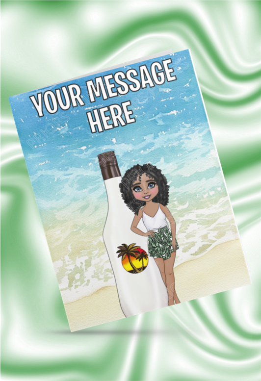 Female Malibu Personalised Card For Any Occasion