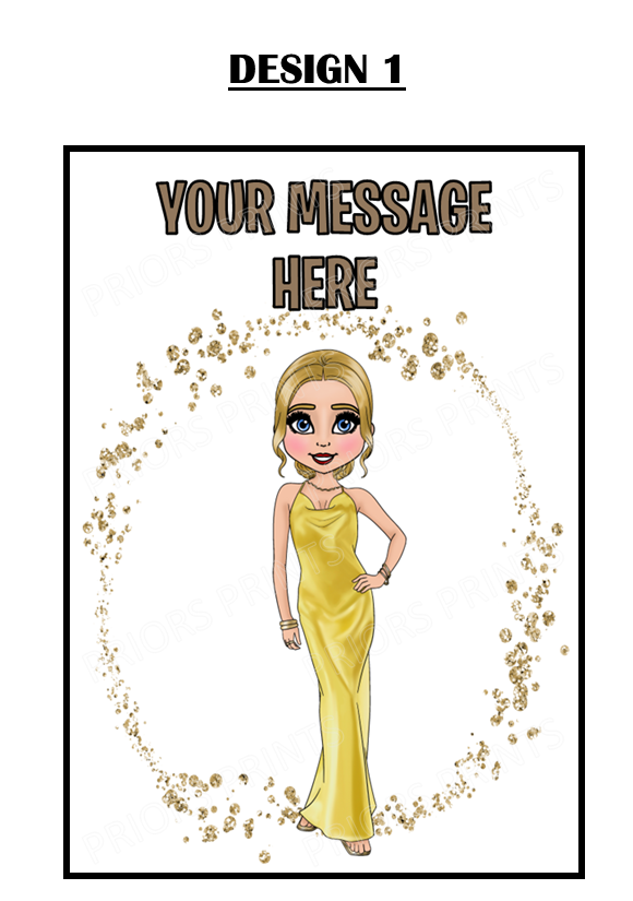 Yellow Dress Female Personalised Card For Any Occasion