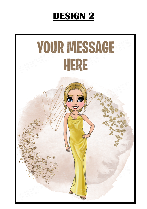Yellow Dress Female Personalised Card For Any Occasion