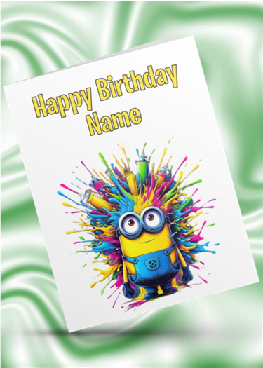 Minions Colour Splash Personalised Birthday Card