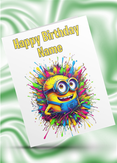 Minions Colour Splash Personalised Birthday Card