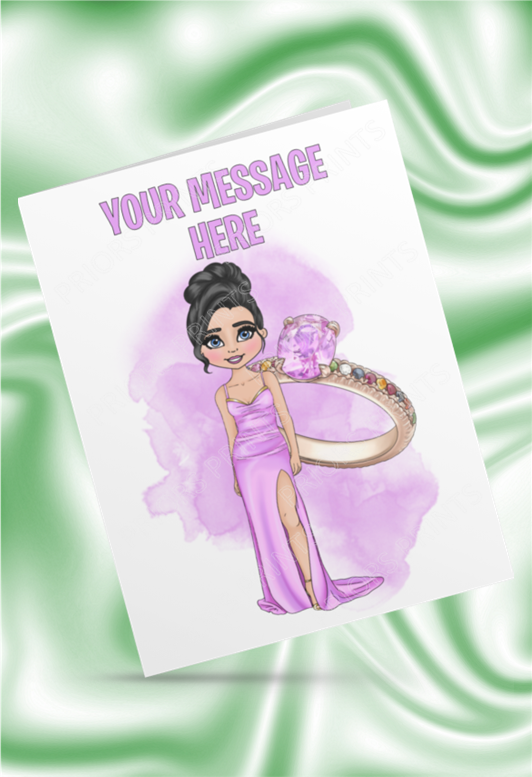 Purple Ring Female Personalised Card For Any Occasion