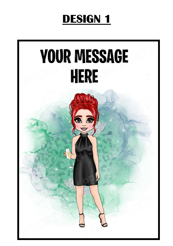 Black Dress Female Personalised Card For Any Occasion