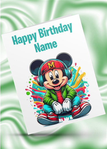 Mickey & Minnie Mouse Colour Splash Personalised Birthday Card