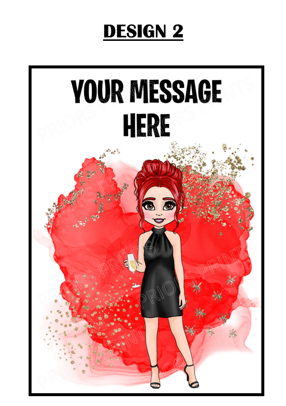 Black Dress Female Personalised Card For Any Occasion