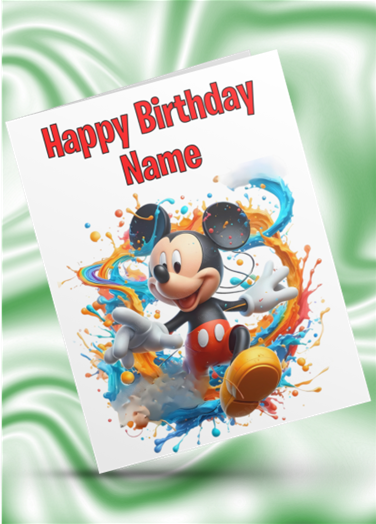 Mickey & Minnie Mouse Colour Splash Personalised Birthday Card
