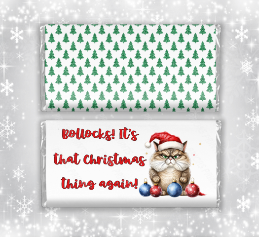 Funny Cat Christmas Chocolate Bar Wrapper