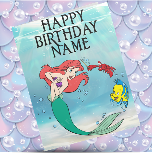 The Little Mermaid Personalised Birthday Cards