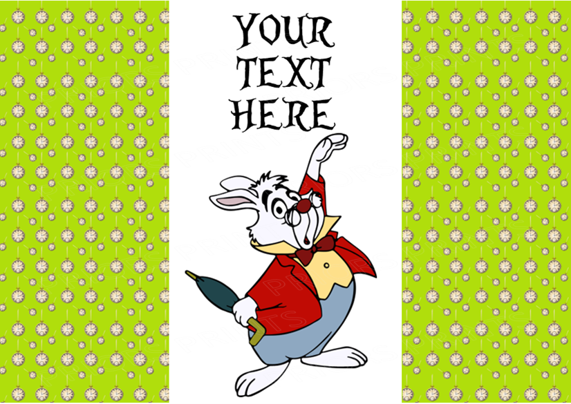 Alice in Wonderland Chocolate Bar Wrappers- To add own Text