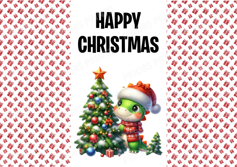 Cute Dinosaur Christmas Chocolate Bar Wrapper