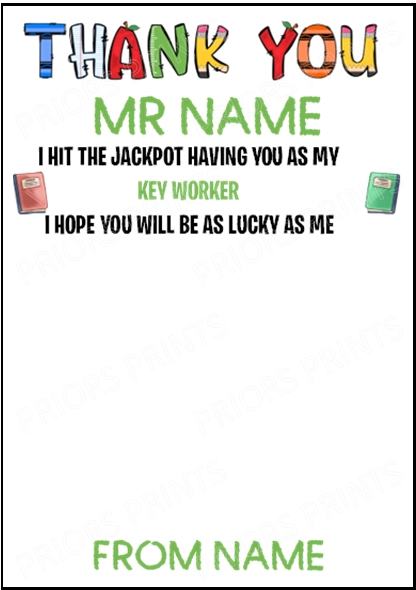 Personalised Thank You Teacher Scratch Card Holder, For Teaching Assistant, Head Teacher, Key Worker, Preschool, End Of Term Gift Present,