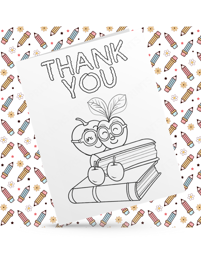 Colour Your Own Thank You Card for Teachers, Teaching Assistants, ect