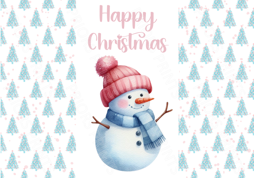 Light Blue & Pink Christmas Chocolate Bar Wrapper