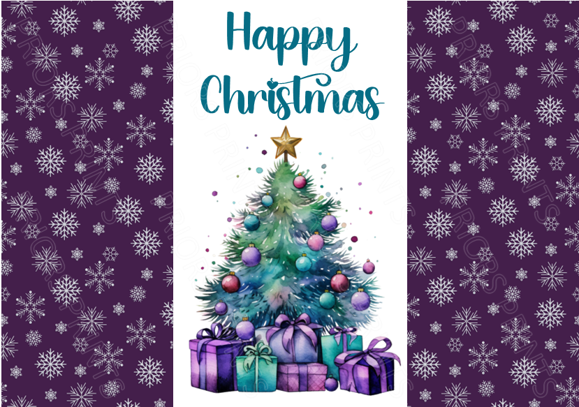 Teal & Purple Christmas Chocolate Bar Wrapper