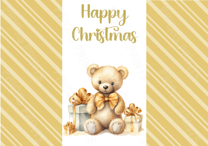 Gold Christmas Chocolate Bar Wrapper